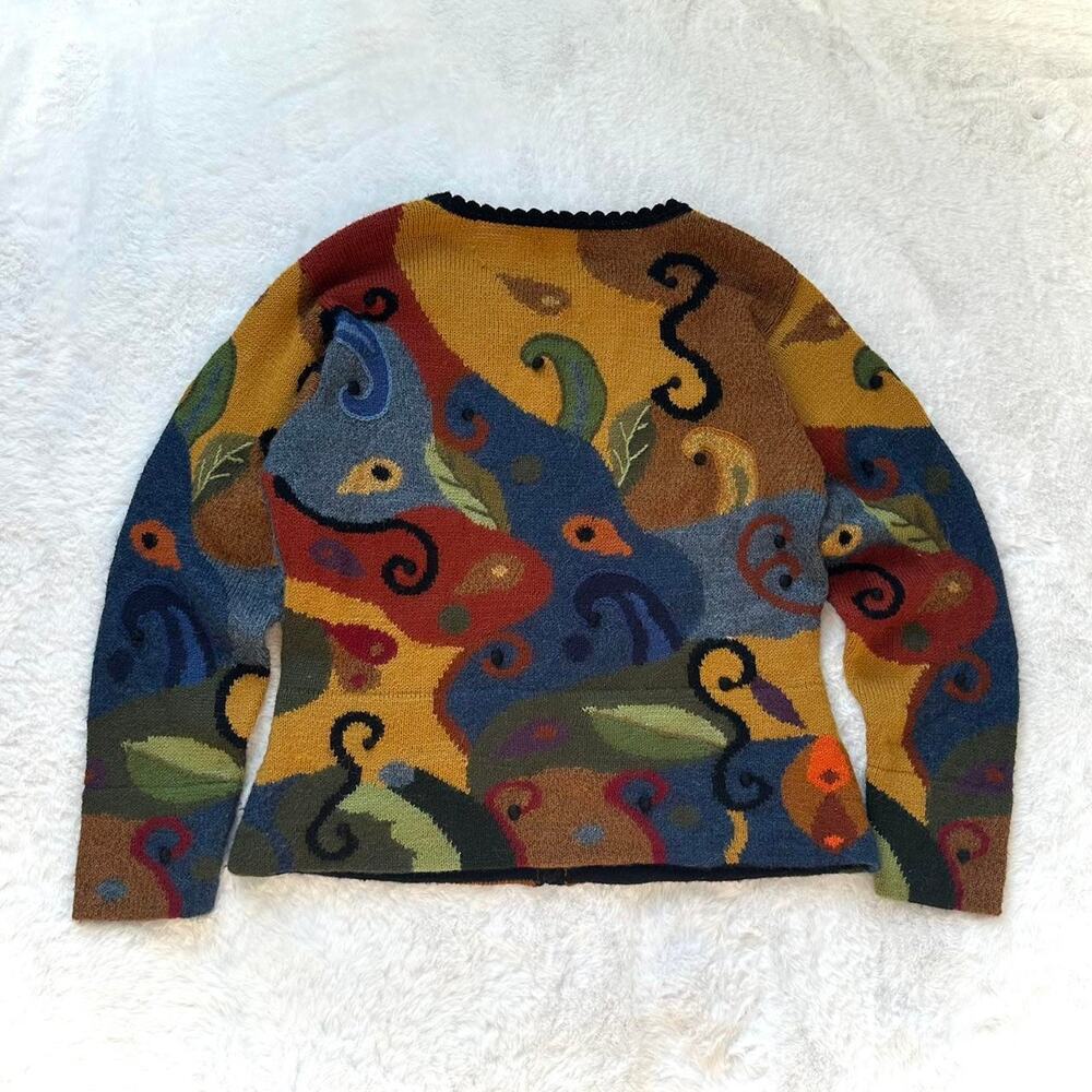 Tabask Wool Blend Sweater Abstract Art Nature Multicolor Hippie Alpaca - Med - Picture 7 of 7